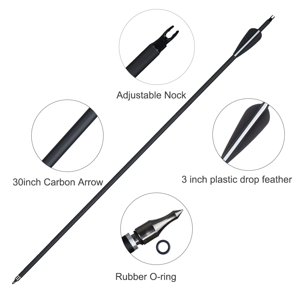 Toparchery 28/30inch Archery Carbon Arrow Spine 500 For Compound/Recurve Bow Outdoor Shooting Hunting Accessories