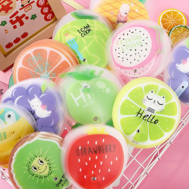 Summer Cartoon Fruit 7 Fold Fan Creative Small Fan Toys Children Handheld Folding Fruit Fan Children's Birthday Christmas Gift