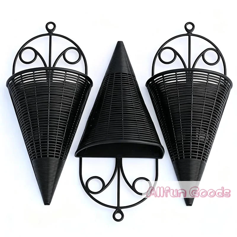 Hanging Cone Wall Planter Basket Imitation Rattan Craft Multi Color Options Perfect For Balcony Living Room Wall Flower Decor