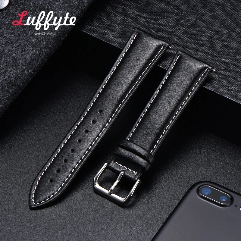 Casual Leather Watch Strap Business Men Women Bracelet 16mm 18mm 20mm 22mm 24mm Watchband Watch Accessories