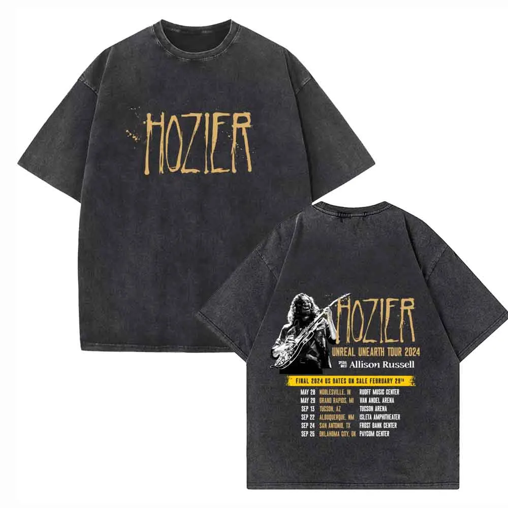 Hozier Unreal Unearth Tour 2024 Shirts Vintage Harajuku Summer  Unisex O-Neck Short Regular  Sleeve Cotton T-Shirts