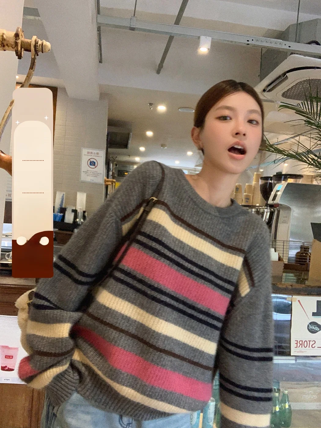 

Вязаный свитер Ibell Zhang из смесовой шерсти с вельветом, винтажный, в полоску, свободного кроя, теплый, женский, эксклюзивно онлайн, с V-образным вырезом, длинный рукав