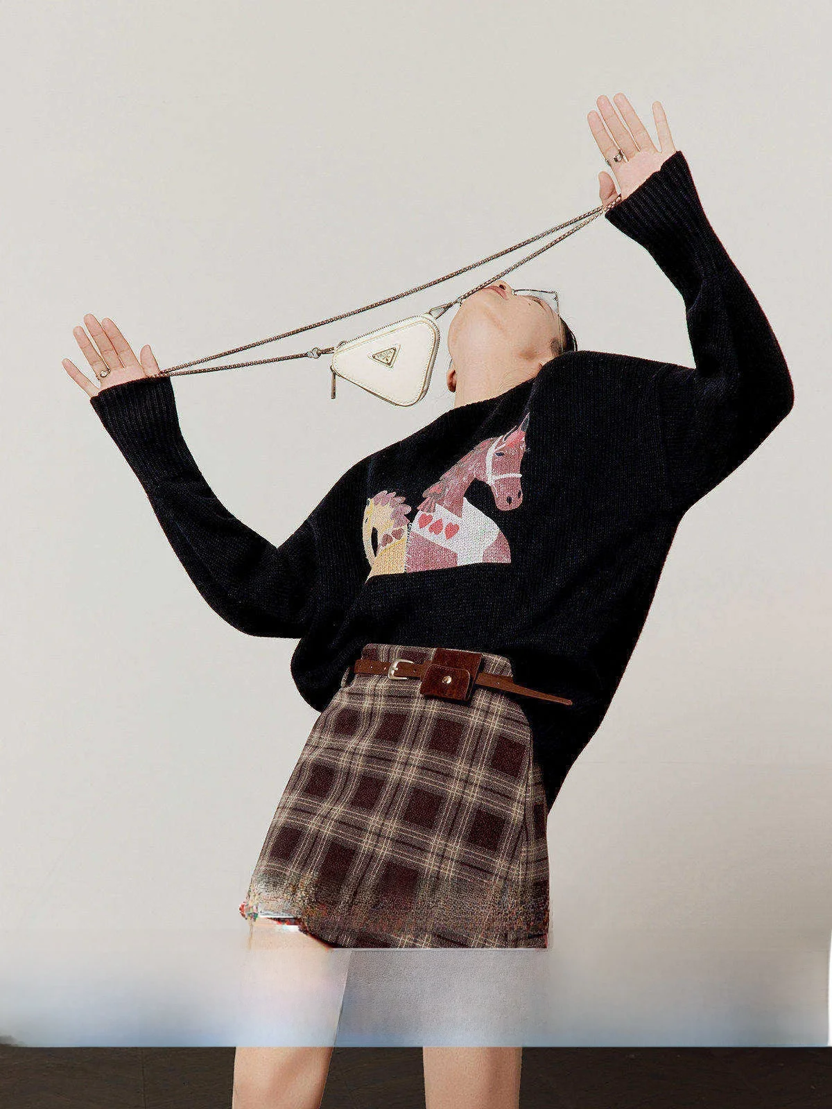 

Bla Printed Casual Sweater Women's Loose Fit Spring New Sle Double Ba to Ba Knitted Top Retro Sle Long Sve