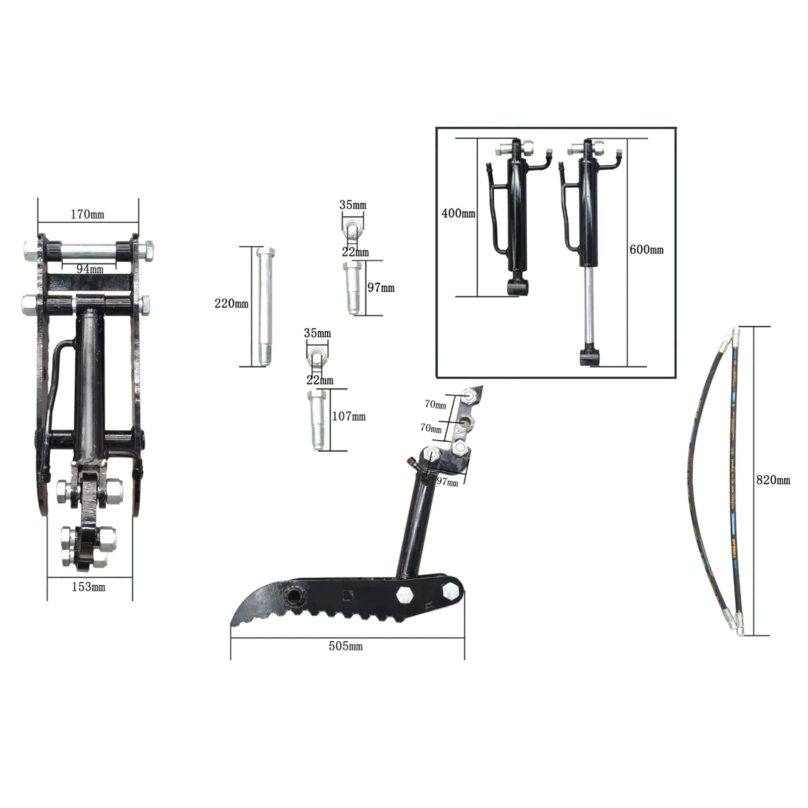 Areyourshop Hydraulic Thumb Clip Attachment for Mini Excavators Digger Track Crawler