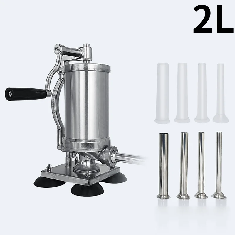 3L Stainless Steel Sausage Stuffer, Meat Processing Machine, Rack-and-Pinion Drive, Stainless Steel Discharge Tube
