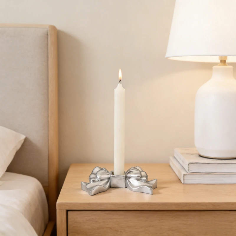 New Exquisite Decorative Bowknot Candle Holder European Home Decoration Candle Base Aromatherapy Candlestick Ornament Decoration