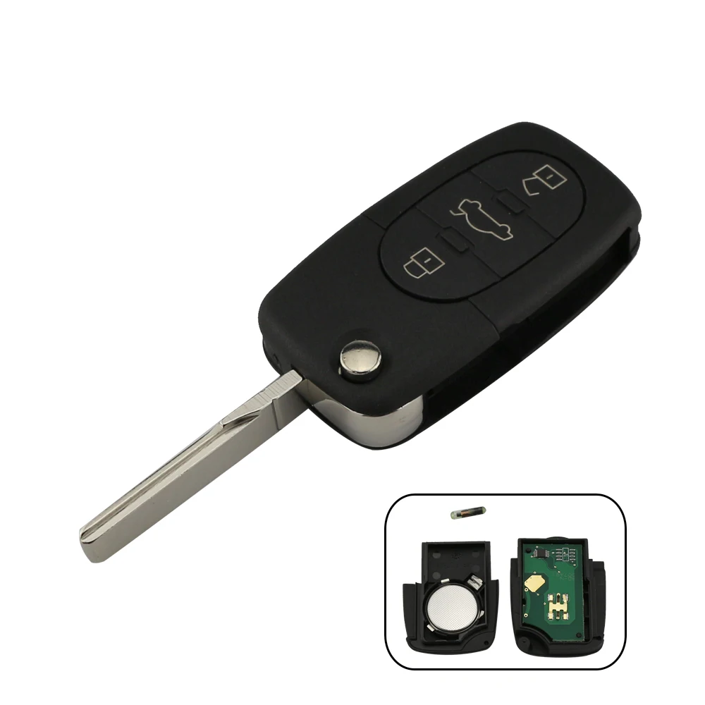 Flip Remote Car Key 433Mhz ID48 Chip For Audi A3 A4 A6 A8 B5 TT RS4 Allroad Quattro 1994-2004 4D0837231A 4D0837231K 4D0837231N