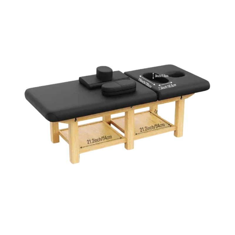 Mesa de masaje estacionaria ancha de madera para mesa de tratamiento, mesa de fisioterapia, Spa, Cama Facial Lettino Da Massaggio de cuero PU