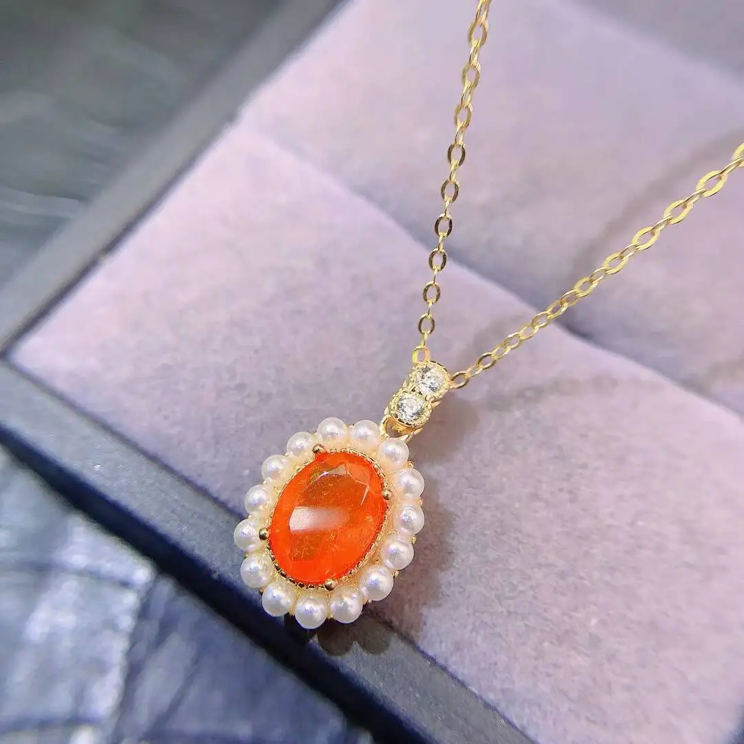 KJJEAXCMY New Jewelry Natural Women's Opal Pendant 925 silver inlay Colorful and splendid Crystal pure fire flash explosion