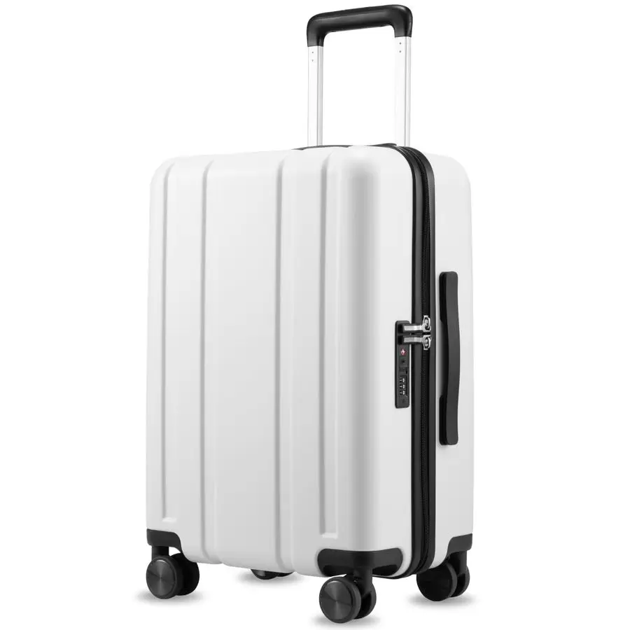 

20-дюймовый жесткий чемодан L2 из 100% поликарбоната, 22x14x9, одобренный авиакомпаниями, белый, с замком TSA и гладкими колесами-спиннерами