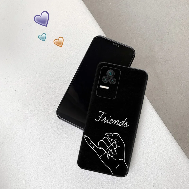 Phone Case for Redmi Note11 Pro 10S 11S 10A 10C Xiaomi 11T 10T 11 Lite Girls Bff Best Friends Forever Soft Black Anti-Drop Cover