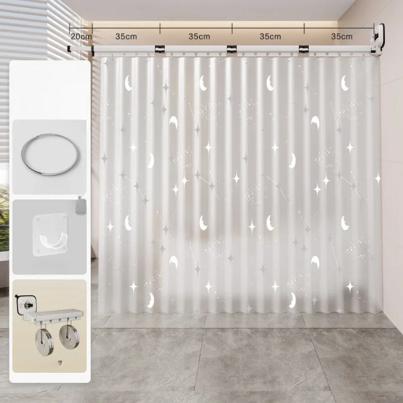 No Need for Drilling Suction Cup Folding Invisible Bathroom Shower Curtain Bathroom Dry Wet Separation Waterproof Partition
