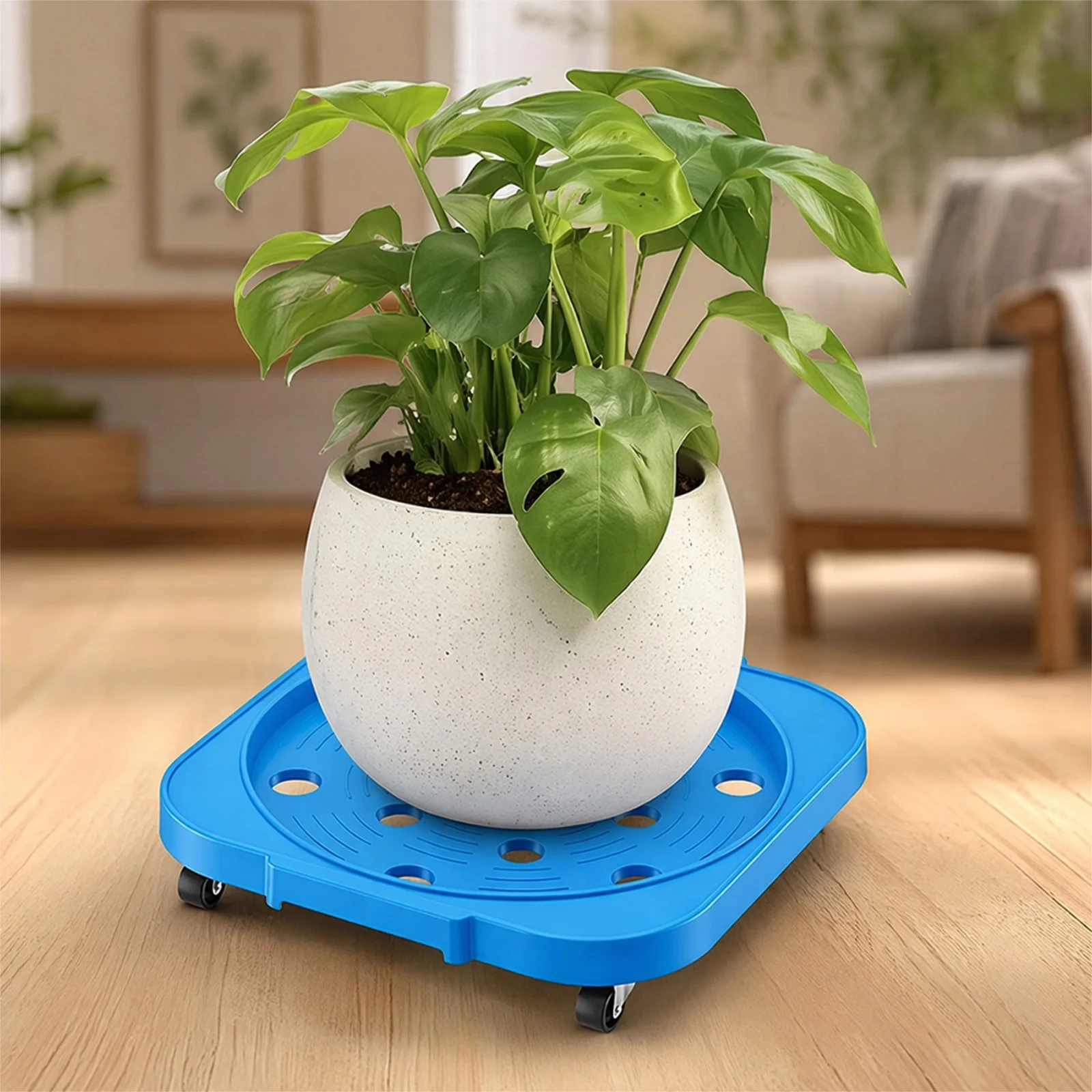 12.8inch Rolling Bucket & Flower Pot Stand Wheeled Floor Storage Rack Holder Heavy Duty 5 Gallon Water Jug Holder Caddy