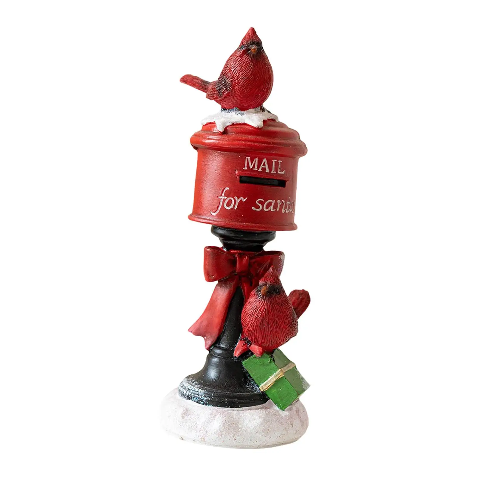Christmas Cardinal Figurine Sculpture Christmas Decoration Ornaments Resin Bird Statue Table Decor for Desk Home Bookshelf