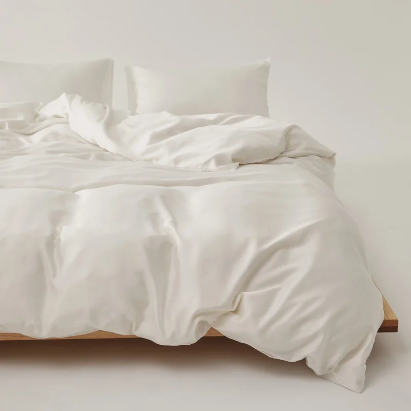 3pcs Duvet Cover Set Us King Size Quilt Cover with Pillowcase Cooling Lyocell Home Hotel White Bedding Perfect for Summer use