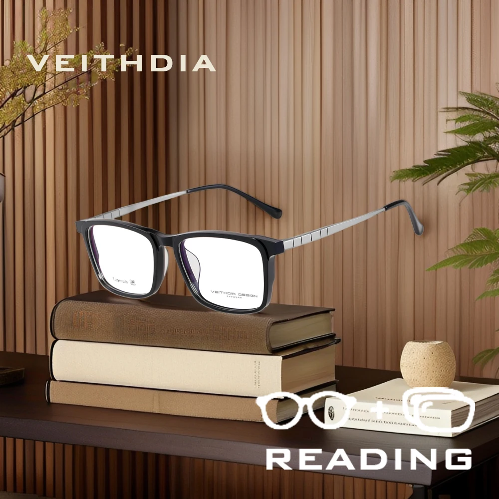 

VEITHDIA, новый стиль, очки для чтения, блокирующие синий свет, титановая ацетатная оправа, поликарбонатные линзы + 1,00 +1,50 +2,00 +2,50 R2017