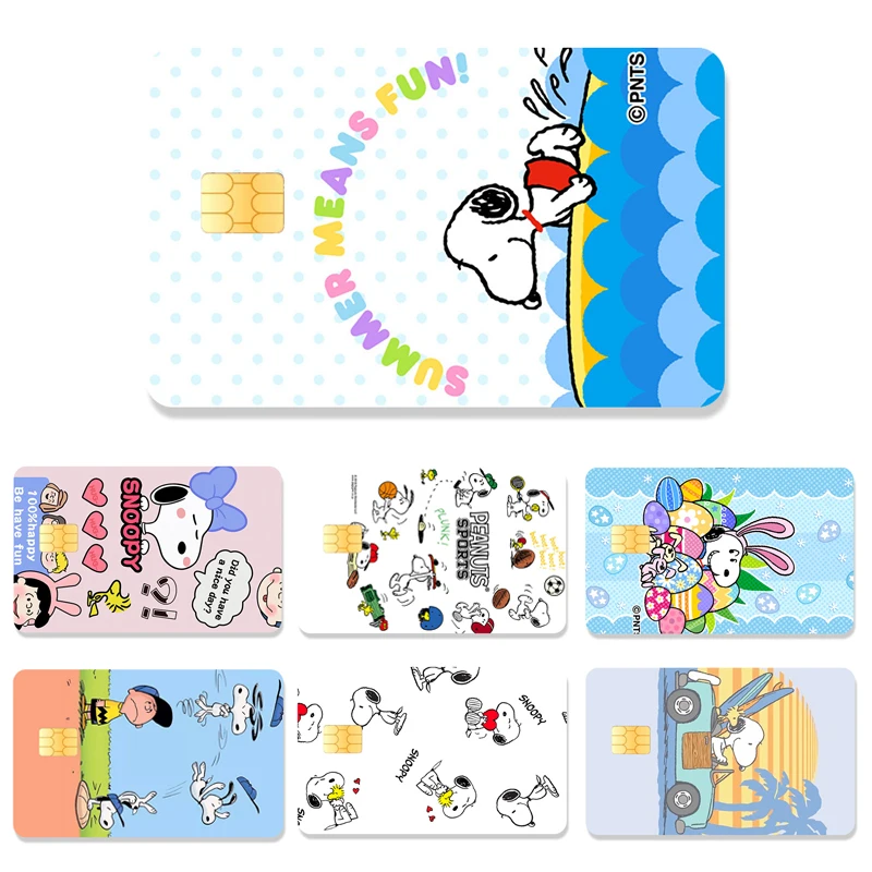 Kawaii Snoopy and his friends Baby Pvc Snoopy Stitch Waterproof Anime Film Tape Skin for Debit Card Sticker Decal Gifts