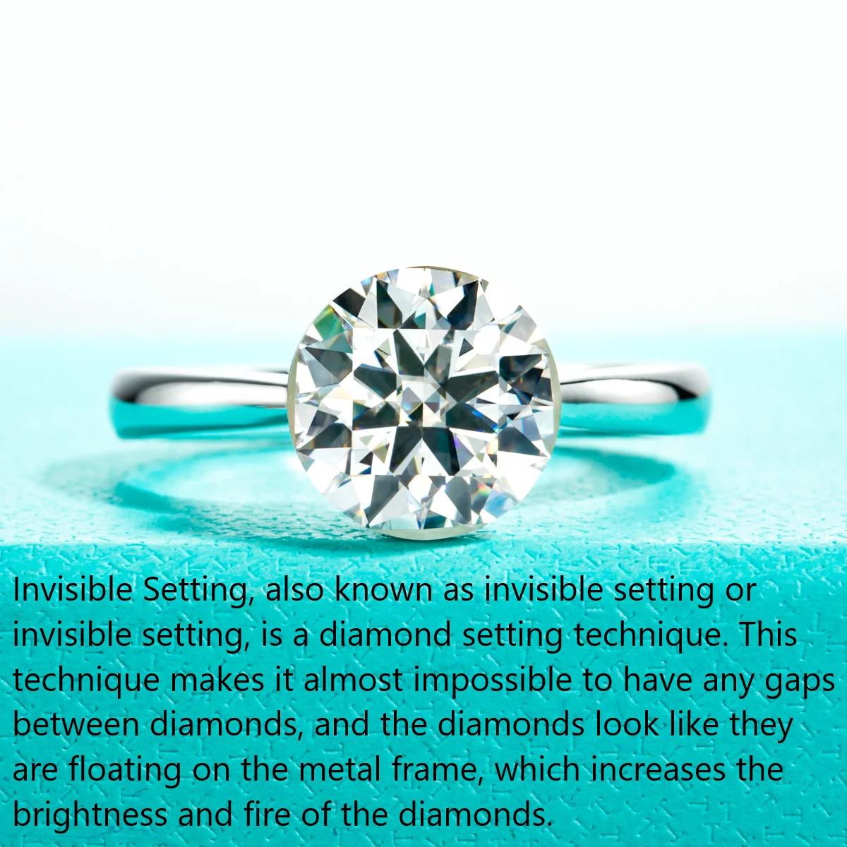 AnuJewel 2ct/3ct D Color Moissanite Invisible Setting Engagement Ring For Women 925 Sterling Silver Gold Plated Solitaire Rings