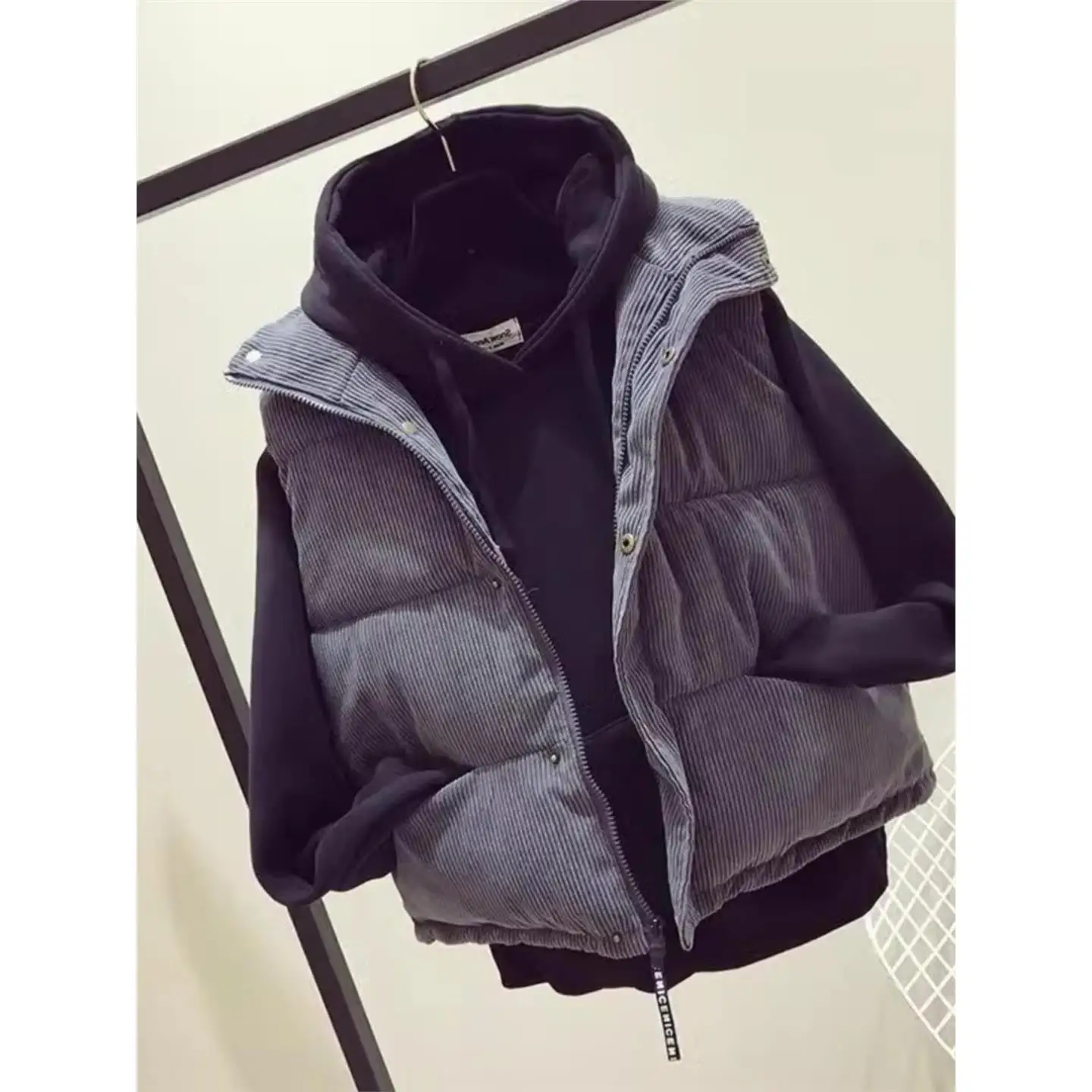 

Women's Loose Thiened Vest Autumn Winter Faion Small Size New Sle plus Size Outerwear Polyester Fiber Pear ape