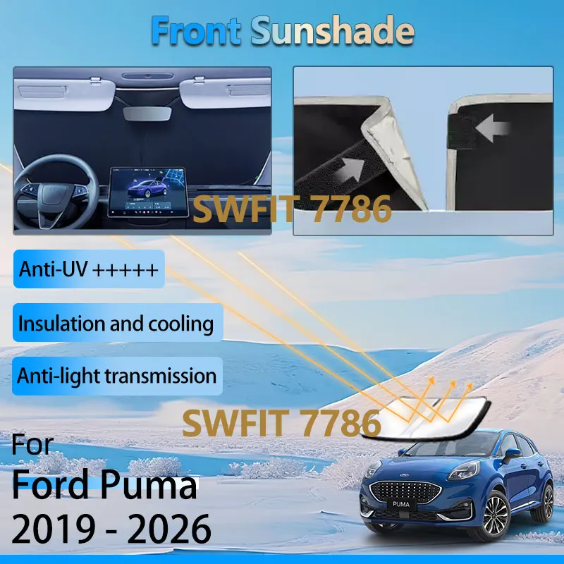 

Front Sun Visor For Ford Puma ST Line X 2025 2021 2019 - 2026 Accessories Window Shade Heat Insulation Protection Sunshade Parts