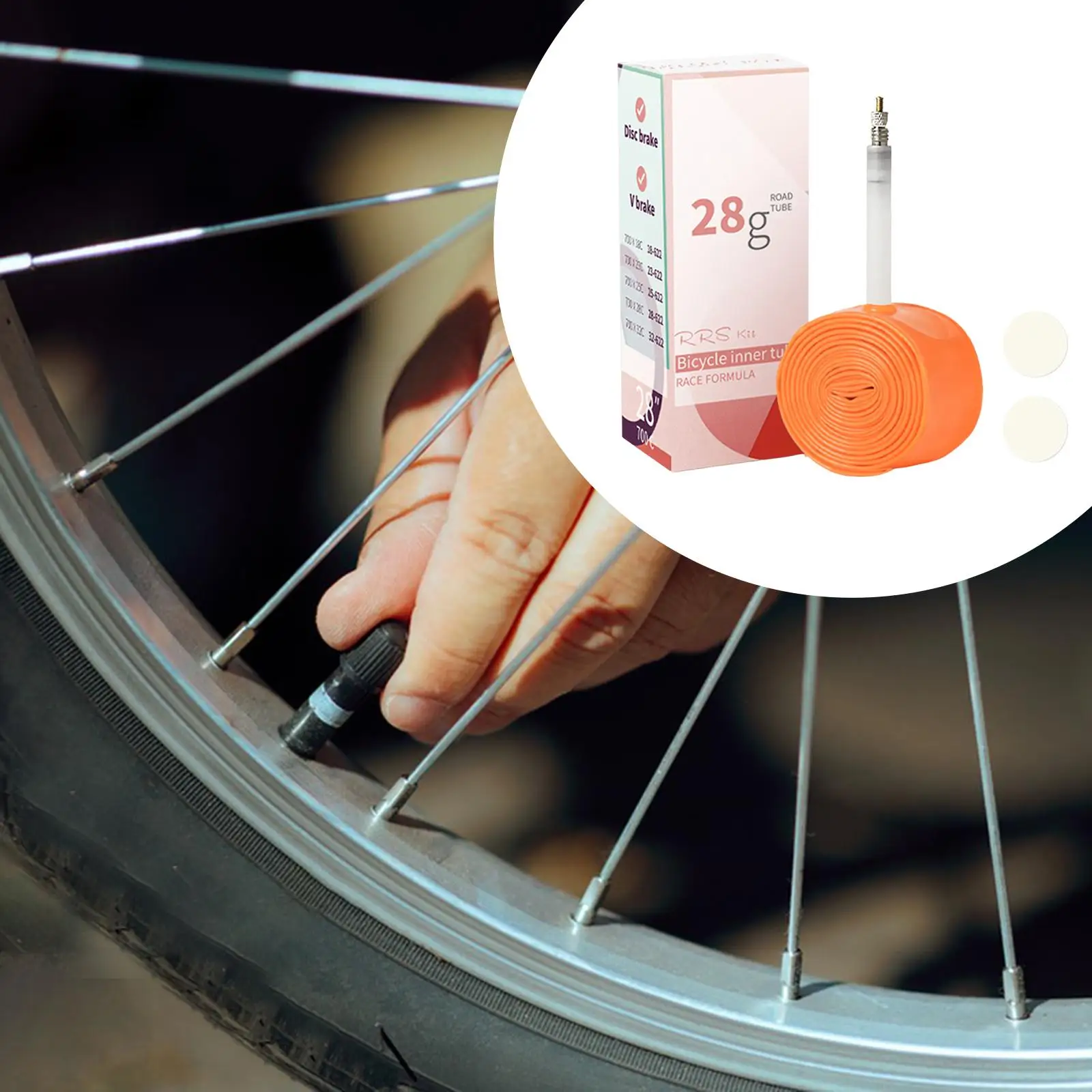 الأنبوب الداخلي للدراجة مع صمام، إصلاح مضاد للثقب، خفيف الوزن، مقاوم للصدمات، إطار احتياطي للدراجة مع رقع الإطارات يحل محل الركوب #3