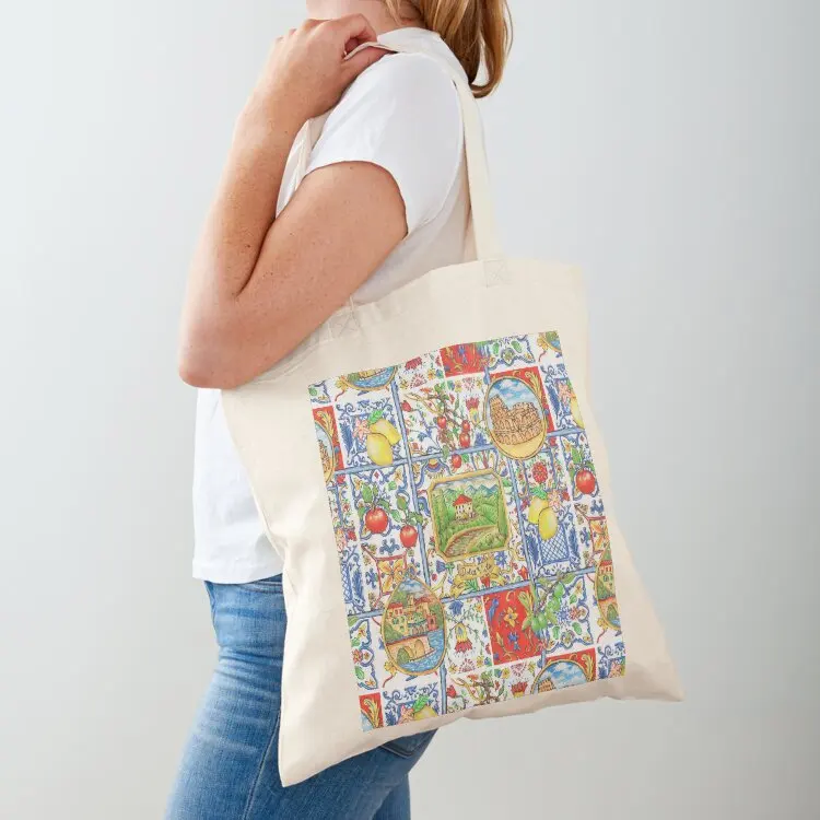 

Italian Maiolica Tote Bag shopping bag logo custom tote bag Portable shopping reusable grocery bags