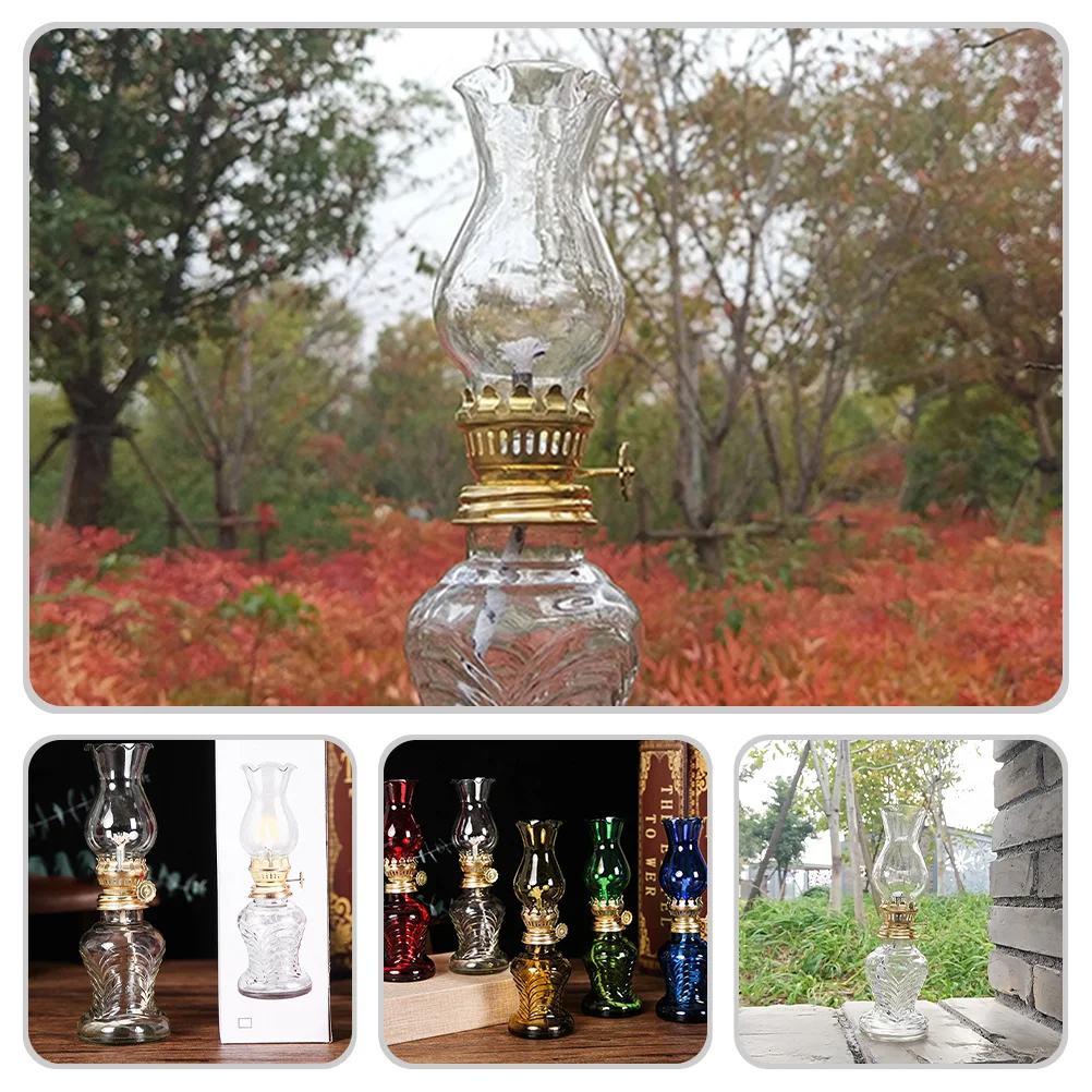 Household Outdoor Kerosene Lamp Lanterns Transparent Glass Desktop Oil Adornment