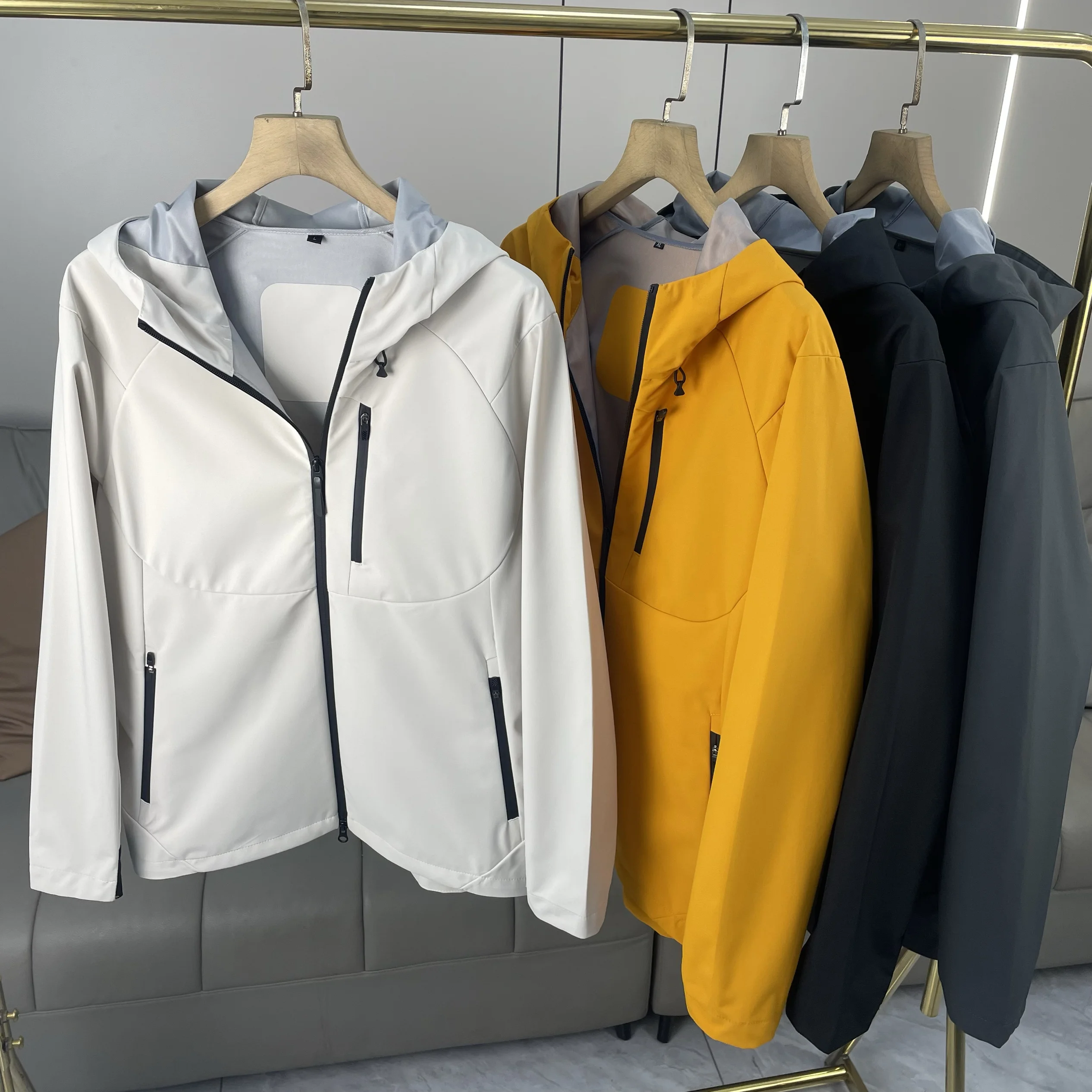 

NIAOXI Men's Outdoor Windproof Waterproof Spring Autumn Jaet Stand Fit Faion Urban Sle Long Sve Zipper Hooded Coat