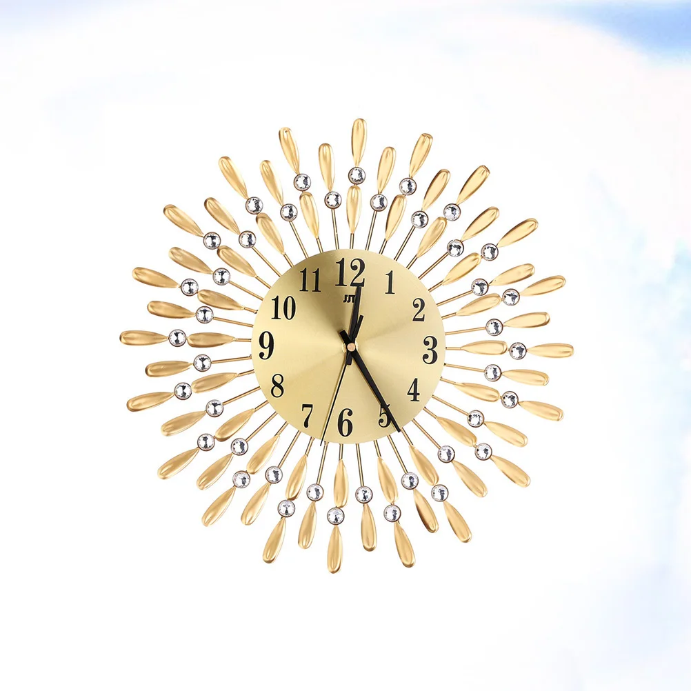 

Silent Diamond Wall Clock Metal Retro Style Hanging Decor for Living Room Bedroom Office Luxury Diamond Wall Clock
