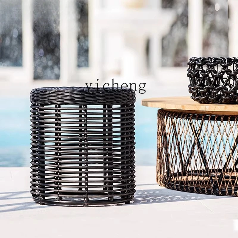 FZ outdoor rattan circular coffee table balcony sunken card seat B & B living room outdoor side table
