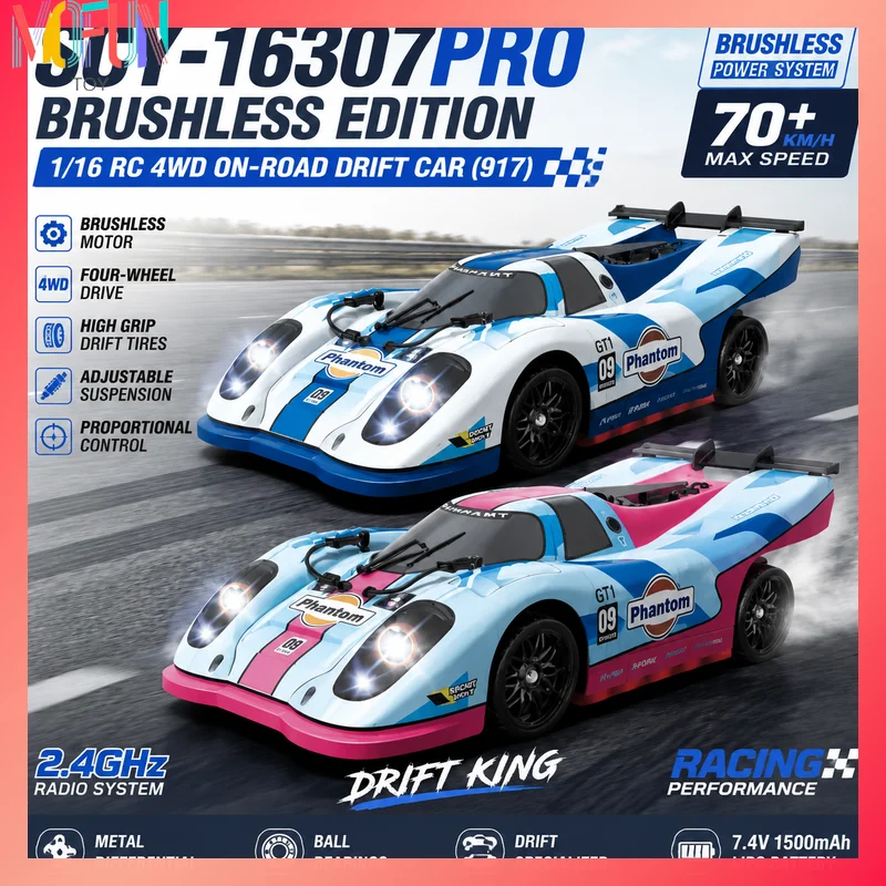 1/16 Scale RC Car 2.4G Drift Racing 4WD High-Speed 70km/h Brushless Remote Control Off-Road Supercar for Competitive Racing