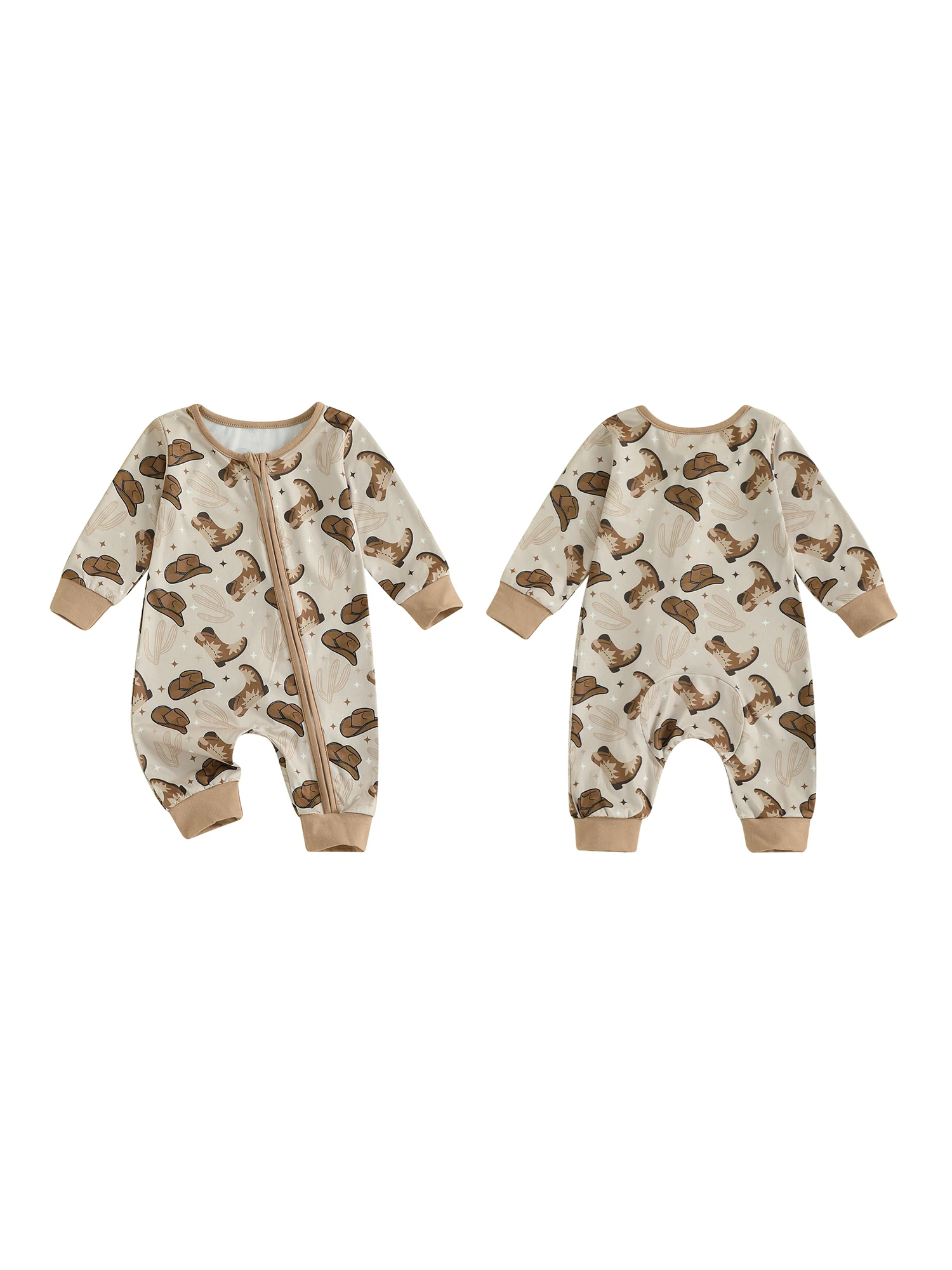 

Детский ковбойский осенний комбинезон, кепка, обувь с рисунком, рукавами, круглым вырезом, комбинезон на молнии, наряд