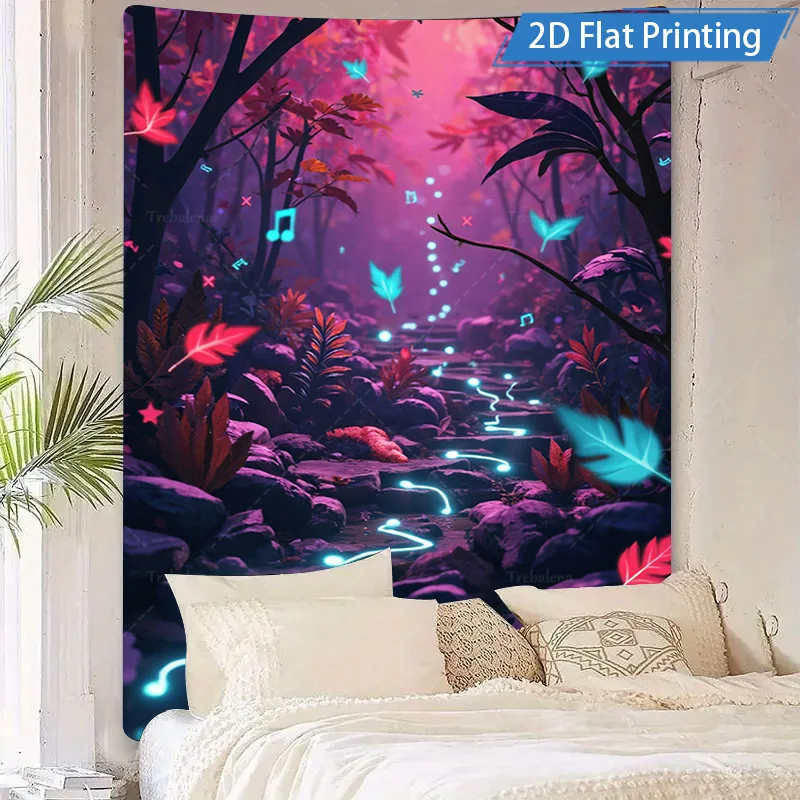 1 Stück Wandteppich Enchanted Forest Glow Pathway 2D Flat Print Wandteppich Wandkunst Dekor