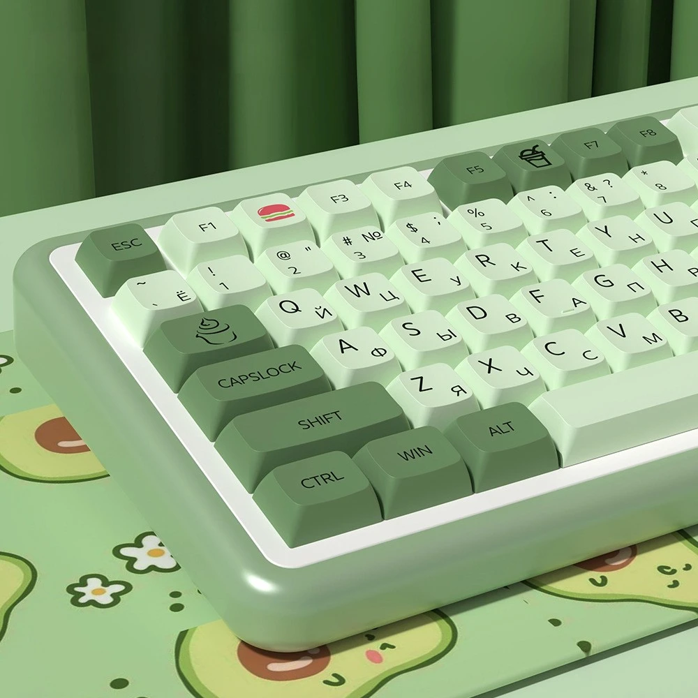 Japanese Korean German Keycaps Matcha Green French Keycap Spanish Brazilian Layout For Custom Mechanical Keyboard Key cap PBT