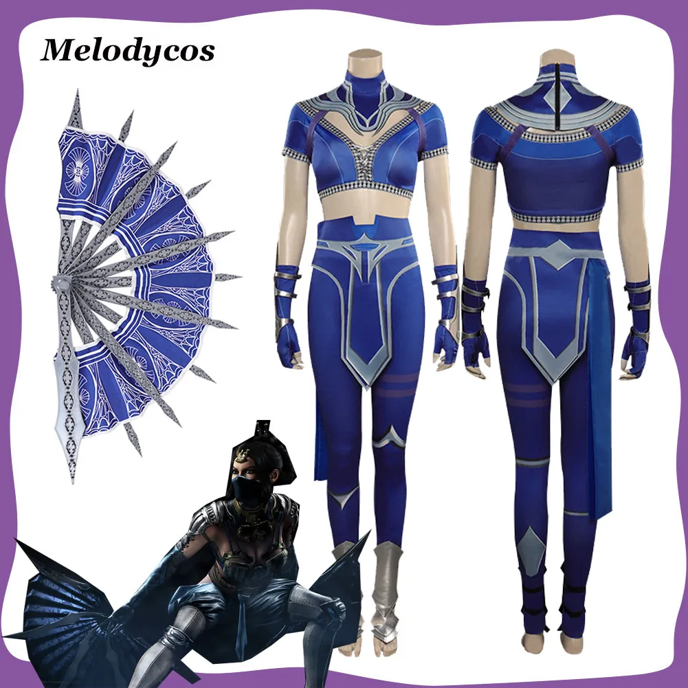 

Костюм Китана для косплея, складная маска для фанатов, игра Mortal Fantasia Kombat, маскировка, женская одежда с принтом, карнавальный костюм на Хэллоуин