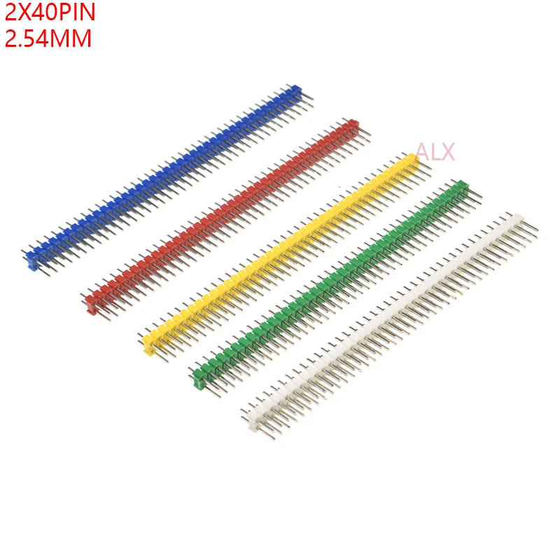 10PCS 2X40 PIN red blue Double row MALE 2.54MM PITCH PIN Header connector Strip 2X40PIN 2*40 40p 40PIN FOR PCB BOARD ARDUINO