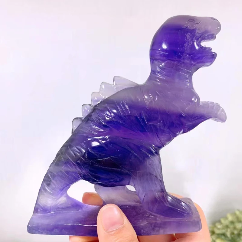 Natural Fluorite Dinosaur Statue Sculpture Healing Mineral Arts Collection Chakra Quartz Crystal Stone Animal Specimen Kids Gift