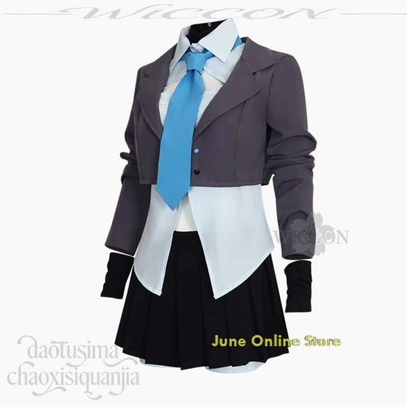 

Project Sekai Music モザイクロール Costume – Hinomori Shiho Handsome JK Gray Coat Dress & Wigs, Halloween Christmas Cos
