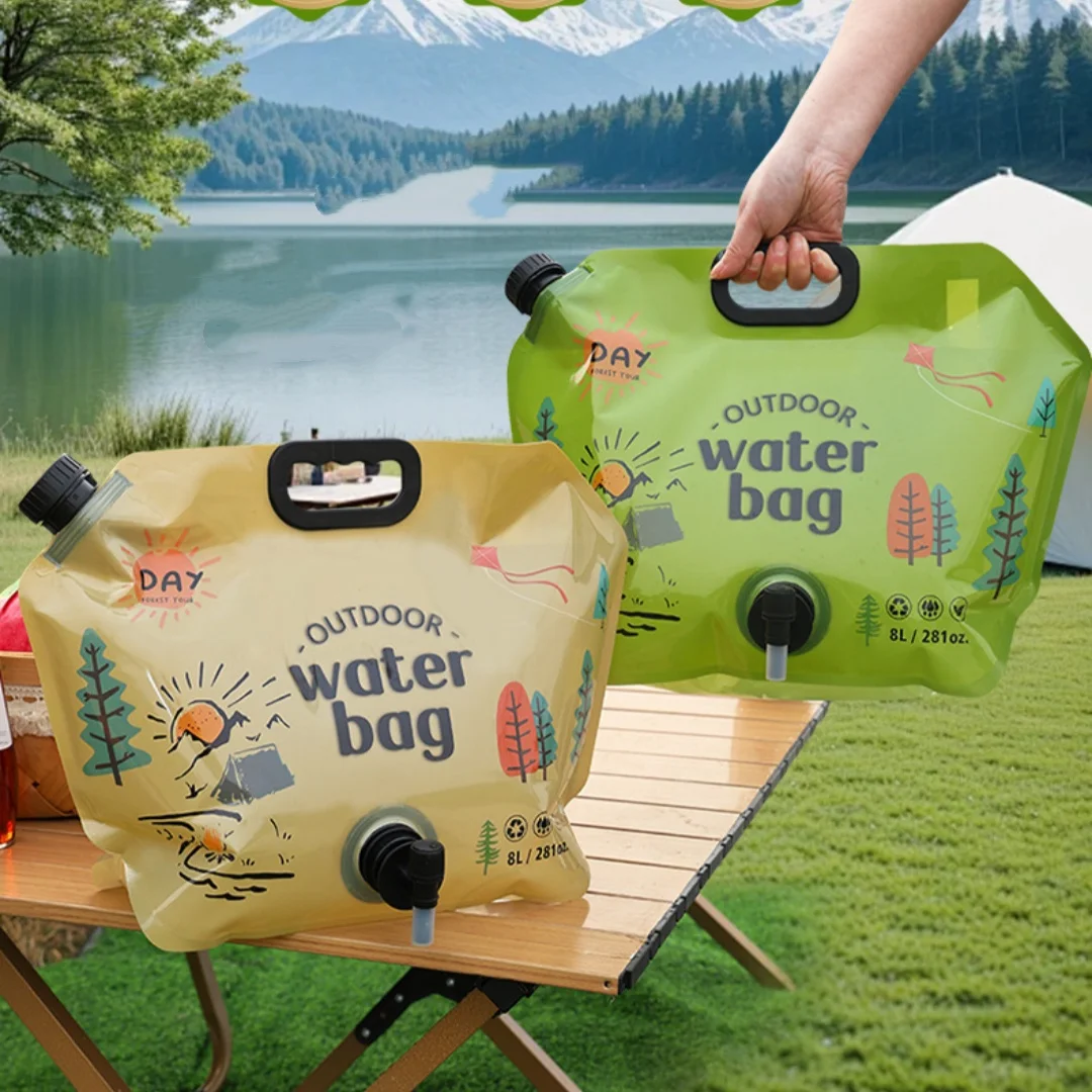 

8L Outdoor Large Capacity Water Bag Portable Foldable Water Storage Bag Camping Car Travel Mountain Climbing Water Bucket