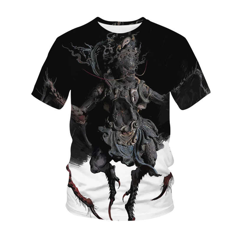 

Summer Printed Wukong monkey oversized Clothing Fitness Running T Shirt Men O-Neck Cartoon Bodybuilding Sport Shirts Tops Tees