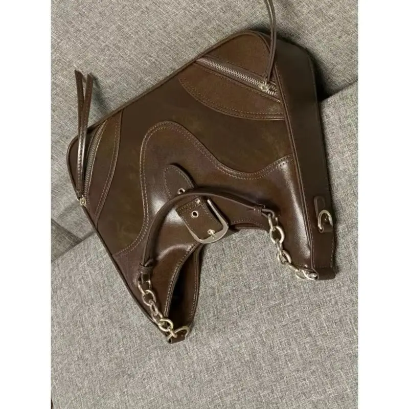 

New Korean Original Niche Retro Maillard Old Splicing Commuter Shoulder Portable Messenger Tote Bag Exquisite Simple Leisure