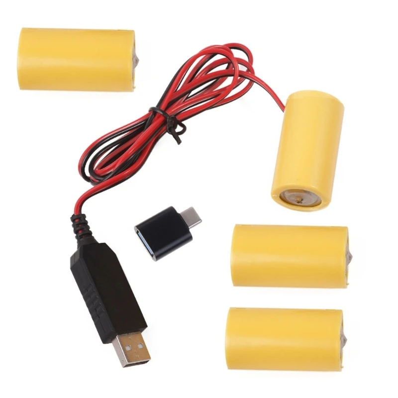 97cm USB to 6V LR14 C Battery Eliminate Cable for 4 LR14 C Battery for Toy, Controllers Water Heater, Torches