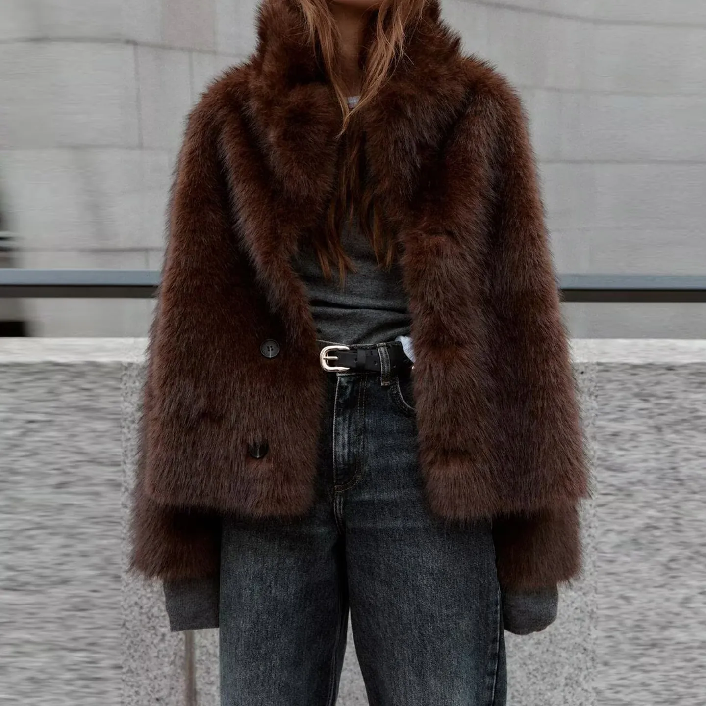 Z Mujer de doble cara Faionable Jaet 2025 Nuevo Sle Commute Wind Prendas de abrigo de elegancia simple Cierre de botón largo Sve