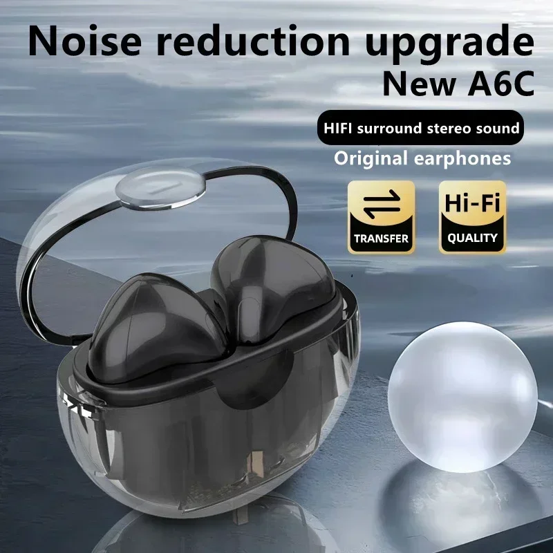 Bluetooth Earbuds Air A6C Wireless Earbuds Waterproof Bluetooth Headphones Bass Sound Earphones with Mics Touch Control in-Ear