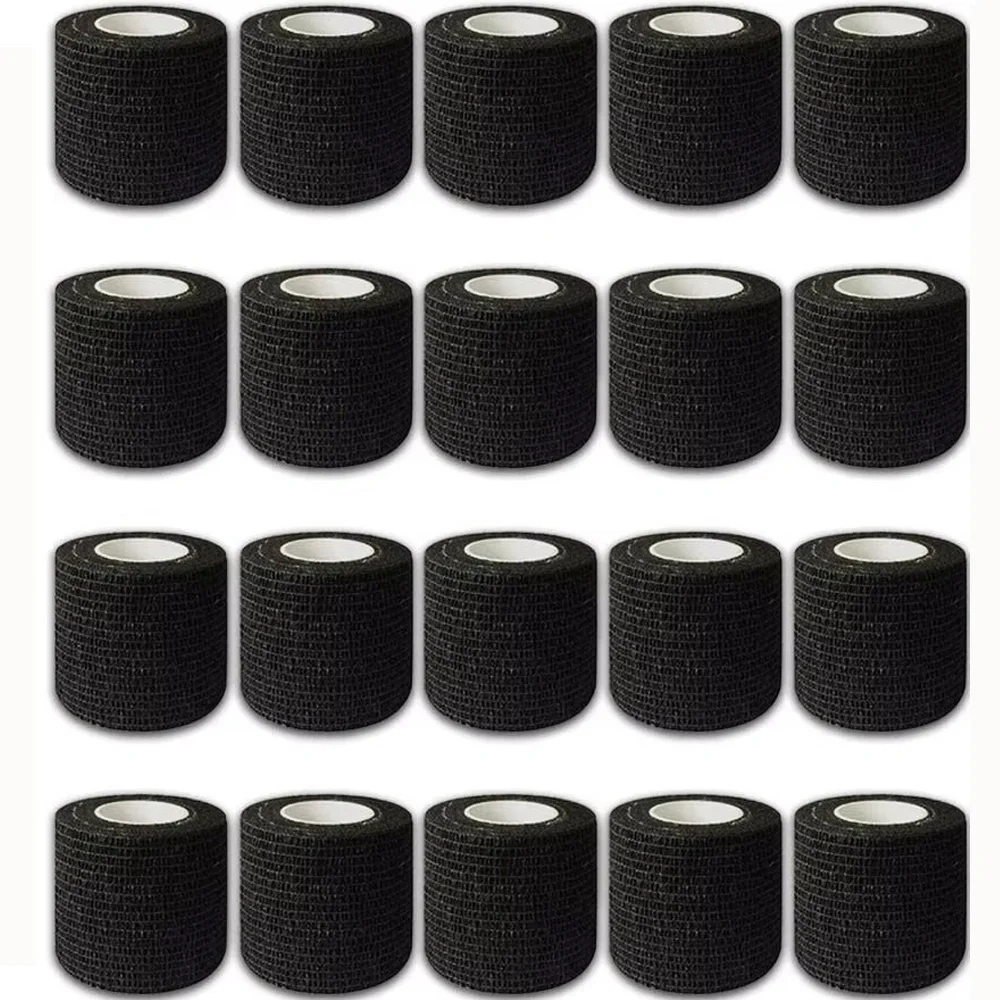 48/24/3PCS Schwarz Tattoo Grip Cover Wraps Selbstklebende Elastische Bandage Band Atmungsaktive Starke Sport band Athletische Bandage Rollen
