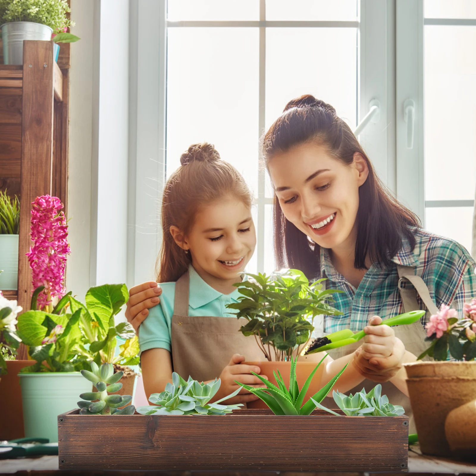 

Wooden Flower Pot Large Succulent Planters Vintage Garden Wood Planter Boxes Outdoor