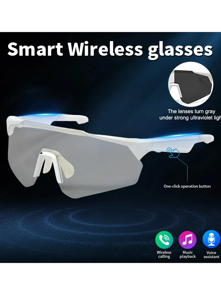AliExpress NONE Photochromic Cycling Glasses Smart Bluetooth Glasses Call Music Riding Eyewear By Sunglasses For Cycling Climbing Skiing Fishing