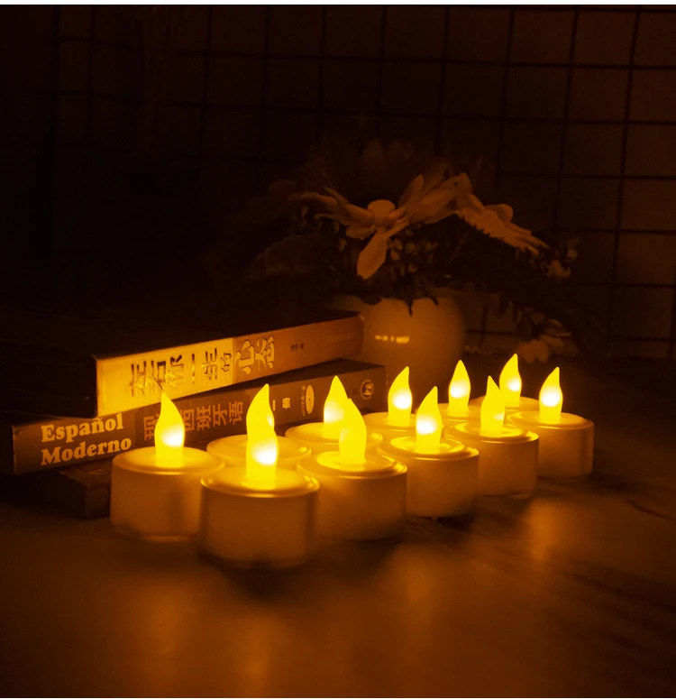2PCS Wholesale LED Tealight Candles Yellow Flameless Battery Powered Candle Tea Lights For Christmas Home Wedding Party