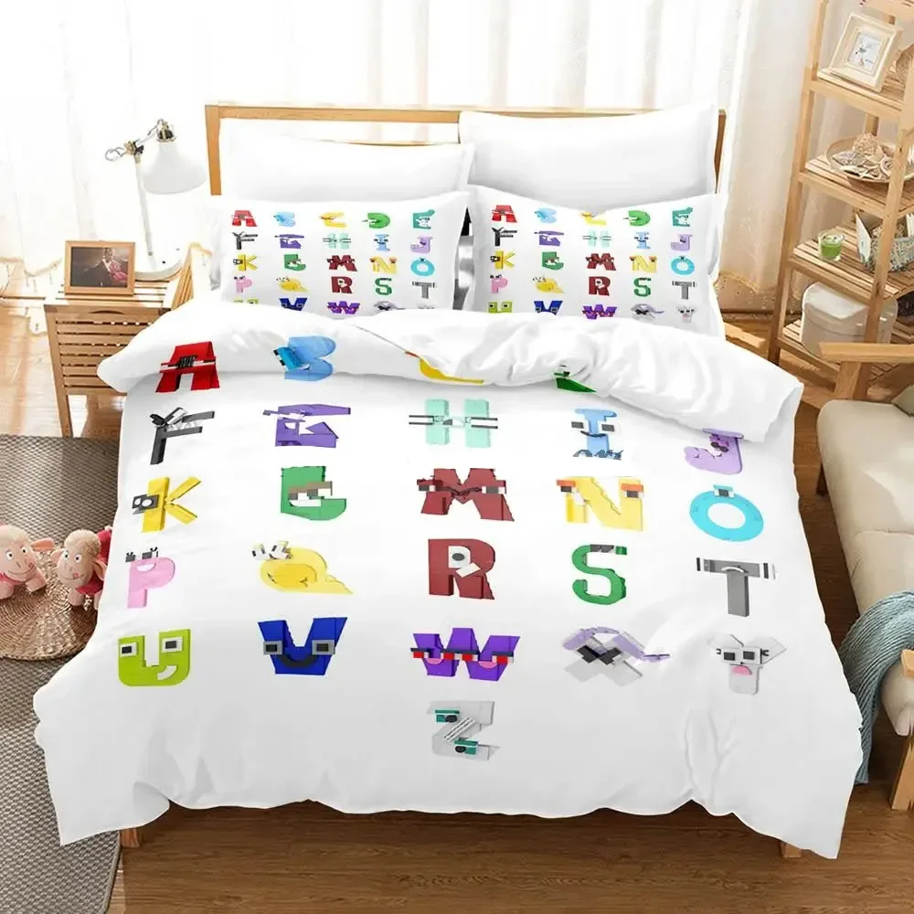 Anime Boys Bedroom Bedding Set Single Twin Full Queen King Size Duvet Cover Alphabet 2024 Duvet Cover Bed Set Quilt Cover Pillow