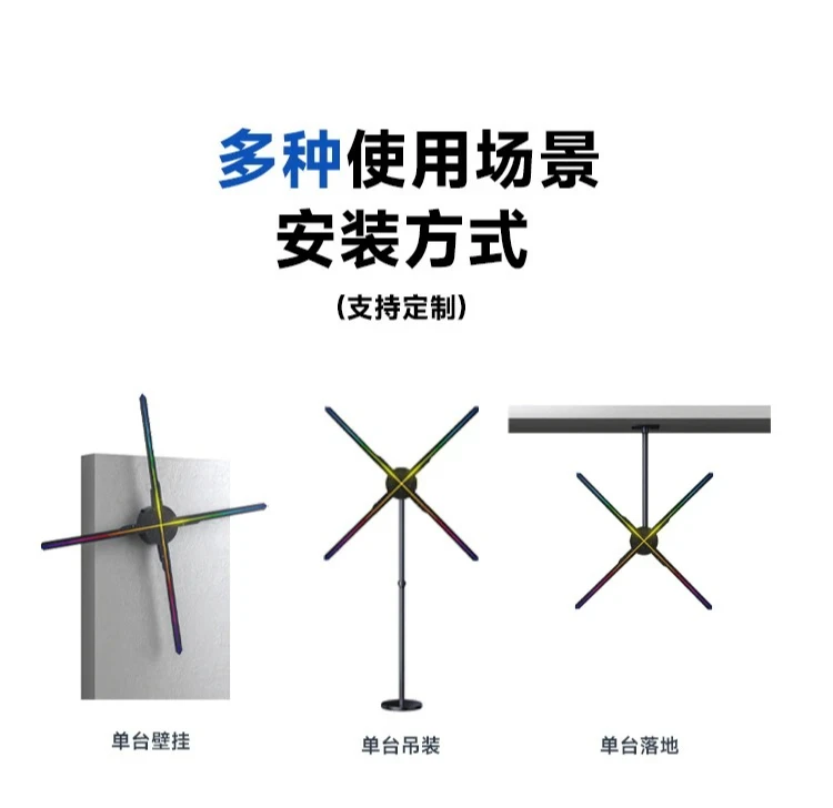 Naked eye 3D holographic fan screen suspension stereoscopic projection transparent LED display 5